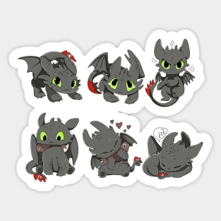 Toothless set, cute character how to train your dragon, kids cute design Sticker